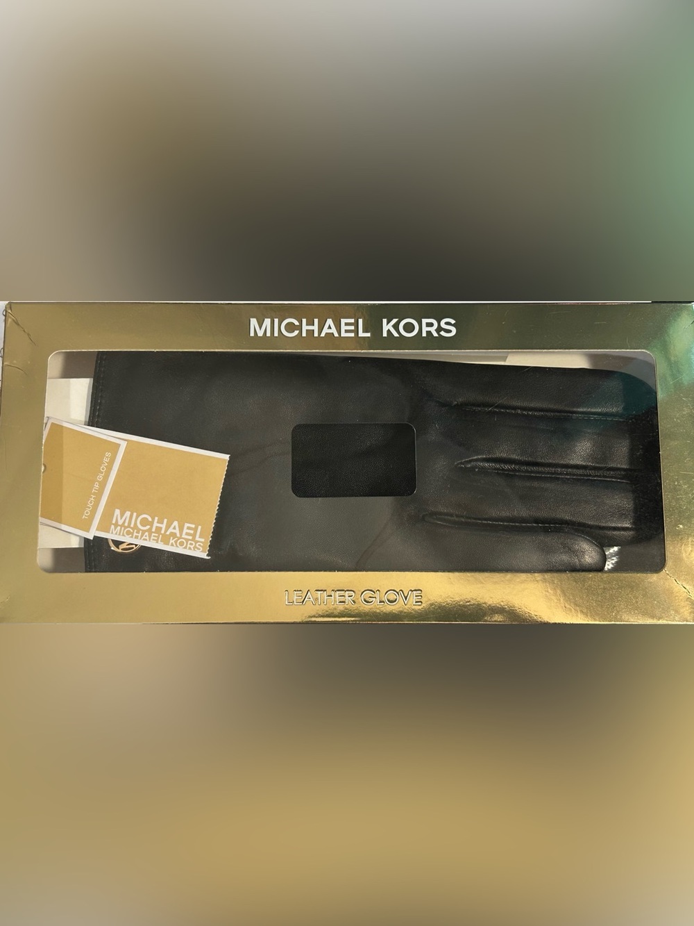 Michael Kors Black Leather Gloves in Branded Box, XL Michael Kors Touch Tip